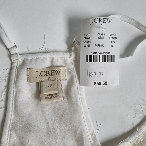 JCREW white feather sleeveless top size 00 New - Picture 4 of 5